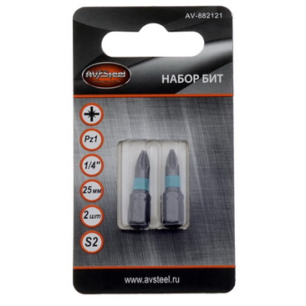 Бита 1/4'' PZ1 25мм S2 (2 шт) "AV Steel" (AV-882121)